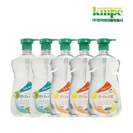 은나노스텝 시즌3 주방세제 1100ml x 5개/레몬향/사과향/다용도/설거지/과일세척, 레몬향5개, 5개