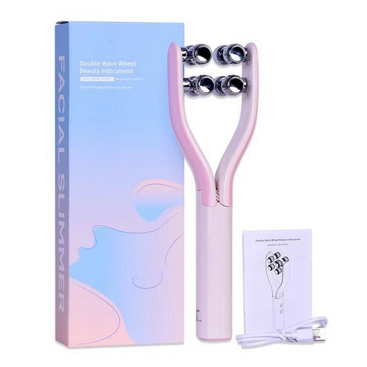 keka 롤러 얼굴 마사지기 3D 마사지롤러 EMS 미전류 조절 가능 피부 홈관리 기기 USB충전식, 1핑크(독일기술업그레이드정품), 4218