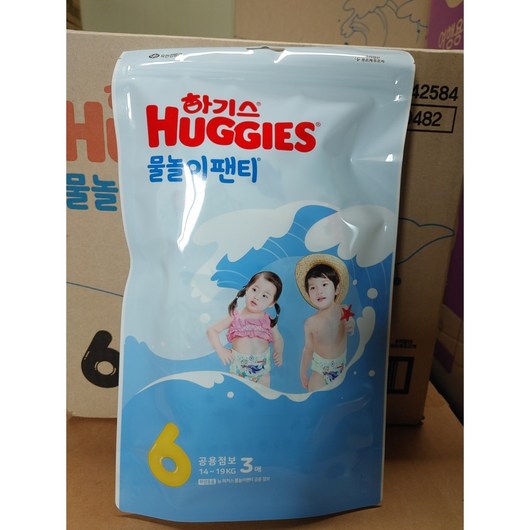 하기스 물놀이 팬티형 기저귀 남여공용 대형 6단계 14~19kg, 3개, 점보형(2XL)