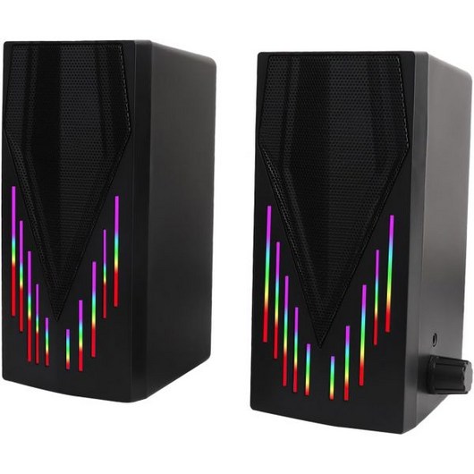 컴퓨터 스피커 컬러풀한 RGB 조명이 장착된 데스크톱 PC용 모니터 노트북 태블릿용 4mm 보조 케이블이 USB 파워 게이밍