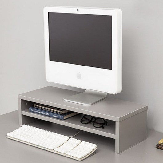 e스마트 2단 컴퓨터 모니터받침대 데스크소품, 그레이
