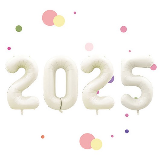 스윗하이 2025 신년 파티 용품 풍선 세트 패키지 32인치, 1세트, 크림