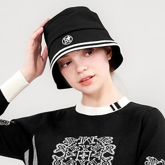 [체스골프-기획상품] 그린퀸 헨디 여성골프 벙거지모자 여자골프버킷햇 여성골프겨울모자 가을골프벙거지, FREE, 블랙, 1개