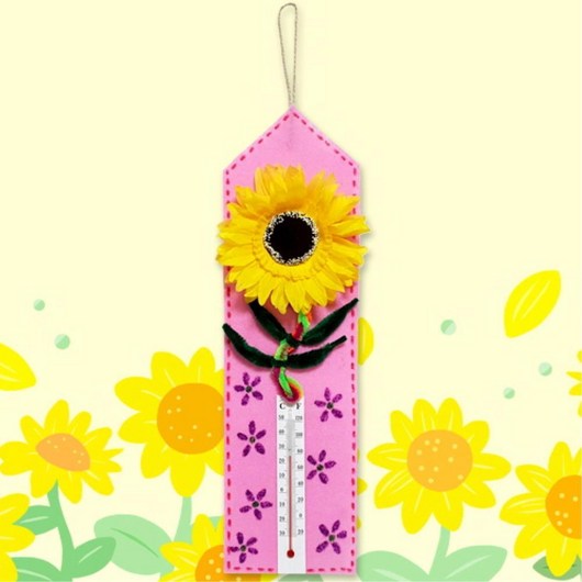 초등 해바라기 벽걸이 부직포 모루 온도계만들기 4인 학습용 문화센터 과학