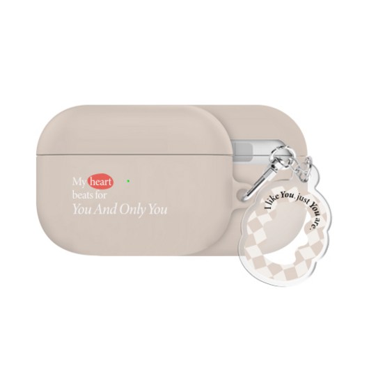 저스트 체크 웨이브 에어팟프로 2세대 / 에어팟 3세대 하드 케이스 키링 세트, 진베이지, AirPods(3세대), 1개