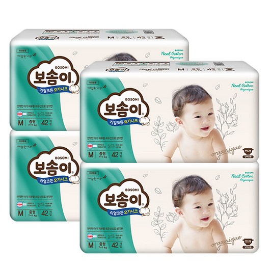 보솜이 리얼코튼 오가니크 밴드형 기저귀, 중형(M), 42매