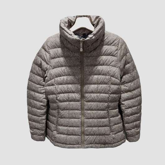 코오롱스포츠 여성 플레어 프린트 경량다운 발키리 다크베이지 니트패턴 레이어드 아웃도어 일상 패딩 JKJDW22316DBE