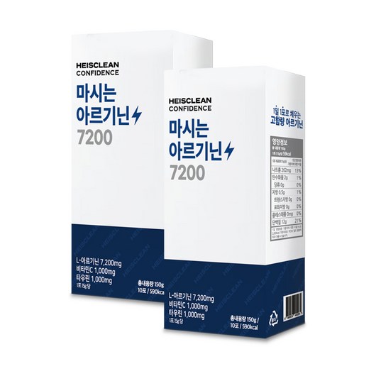 히즈클린 아르기닌 7200 에너지부스터 파워 활력 효능 15g x 10포, 2개, 150g