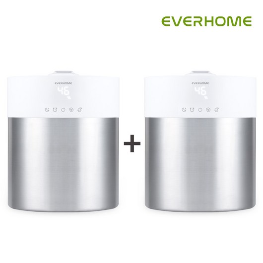 [1+1] 에버홈 스텐 가습기 EV-HU9000 삶아쓰는 열탕소독가능한 4리터 대용량 초음파 간편 통세척 가습기 안심하고쓰세요 가열소독, 1+1 스텐가습기 EV-HU9000