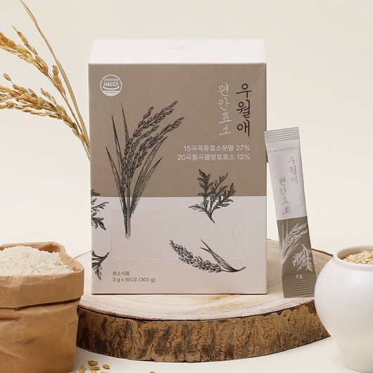 우월애 곡물효소 100포 편안 발효 대용량 소화 효소 미숫가루맛 (100포X1BOX), 100개, 3g