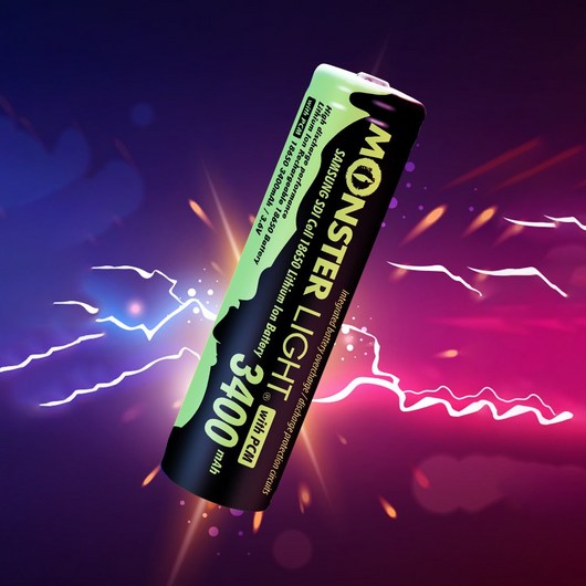 몬스터라이트 18650 리튬 이온 충전 배터리 3400mAh 삼성 보호회로, 1개, 1개입