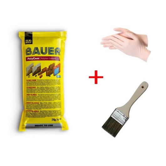 원씰 바우어 시멘트 접착제 콘크리트 보수용 벽돌 조적 소포장 몰탈 접착제 2KG – 색상 선택 가능, 라텍스 붓 증정, 백색, 1개 천장시멘트가루전문청소여주