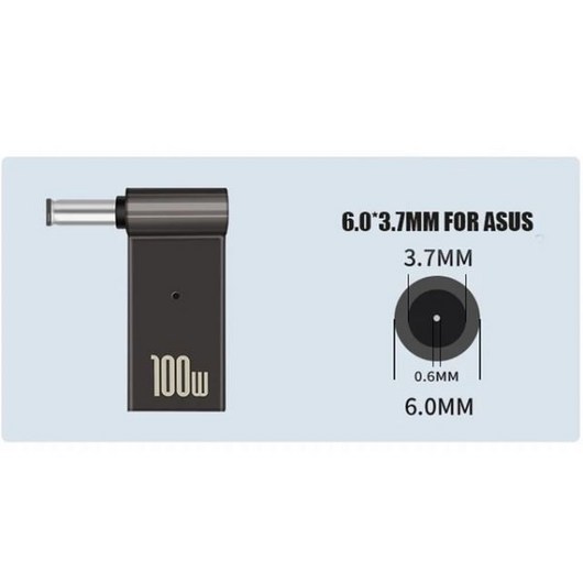 초고속충전기 고속충전케이블 노트북 충전기 어댑터 커넥터 USB C타입 암-DC 수 잭 플러그 컨버터 레노버 HP DELL ASUS ACER SONY용 PD 100W, 12 6.0-4MM, 6.0-4MM