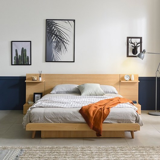 삼익가구 로하 헤드형 침대(슬립웰 본넬 매트리스-퀸), 오크