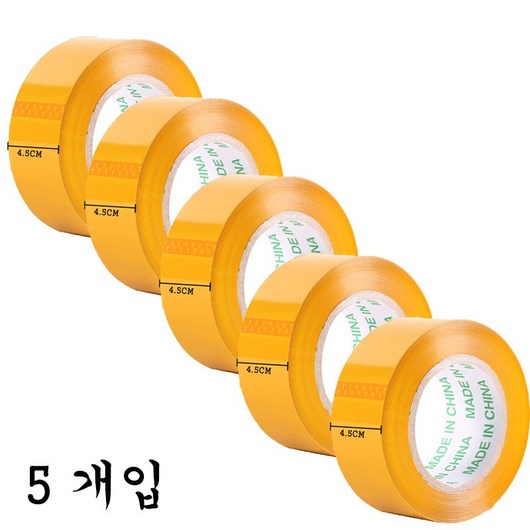 이디존 포장 강력 대용량 박스 테이프 45 MM *200M, 5개, 노란색