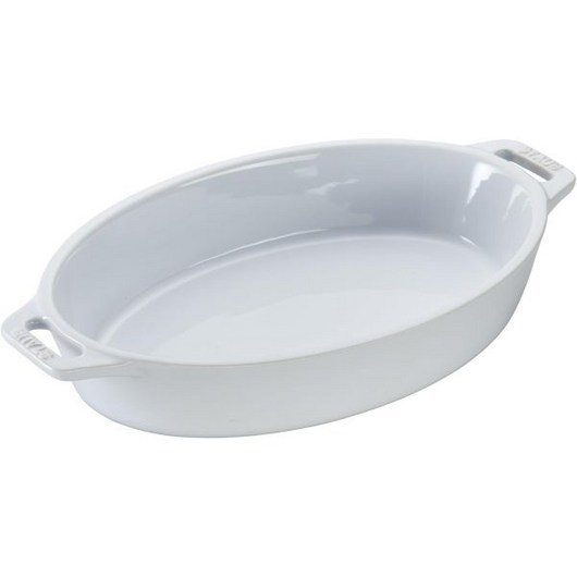 STAUB 세라믹 타원형 베이킹 접시 9인치 흰색, 11-inch_White