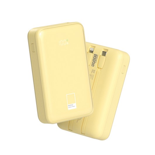 팬톤 23W PD 고속충전 빌트인 케이블 보조배터리 20000mAh, Creamy Yellow