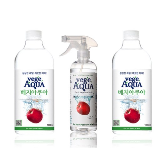 베지아쿠아 과일 야채 세정제 본품 475ml (1개)+리필용 1000ml (2개), 1세트