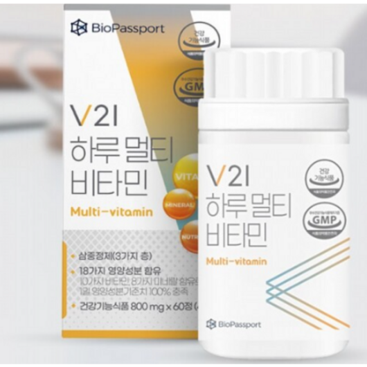 V21 하루 프리미엄급 18종 멀티종합비타민 미네랄 보충 60정 두달분, 1개