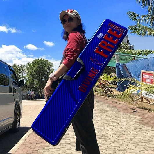 프리다이빙 롱핀 캐리어 스킨스쿠버 장비 가방 – 화이트 카본 패턴 + 레이저 레터링 스티커 1개 포함 프리다이빙캐리어