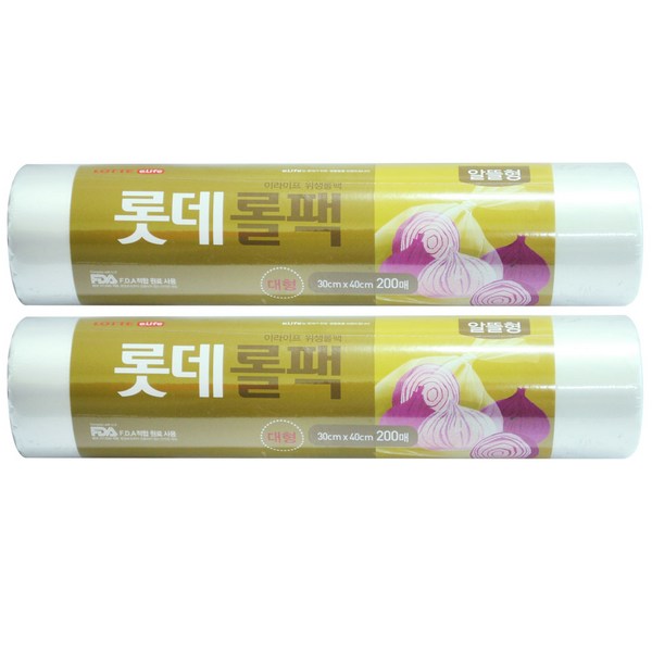  롯데 롤팩 대 알뜰형 30 x 40cm, 200개입, 2개 