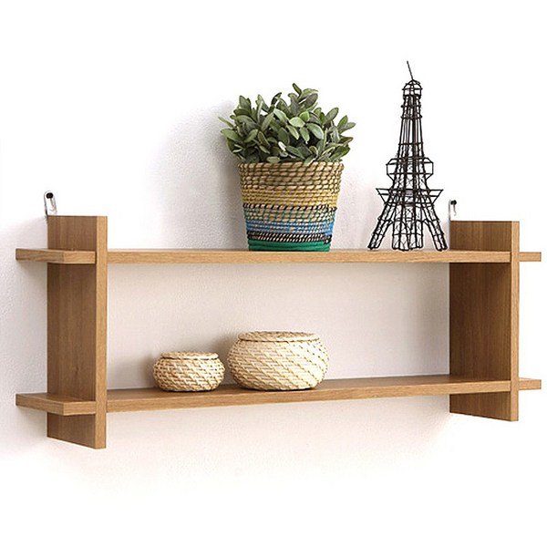  아라마가구 끼움 2층 벽선반 800, 오크, 2단 