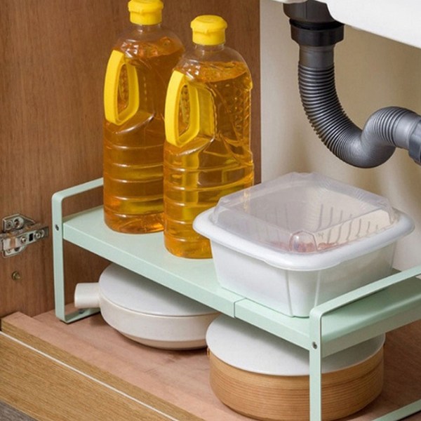 친절한마이쮸 길이조절 정리대 싱크인 하부장 선반, 민트