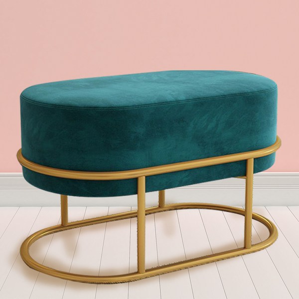  므뮤 벨벳 라이트 인테리어 스툴 의자, 라운드 A 