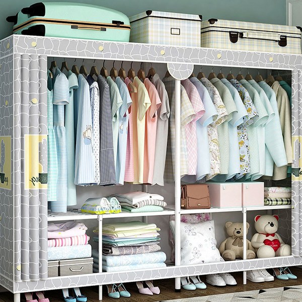 따니네 접이식 간편 옷장 선인장 200 x 48 x 170 cm BGN091, 그레이