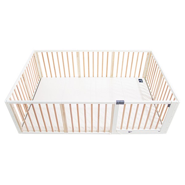 꿈비 올스타 원목 범퍼침대 가드 10p + 매트 세트 방문설치, 마시멜로 화이트