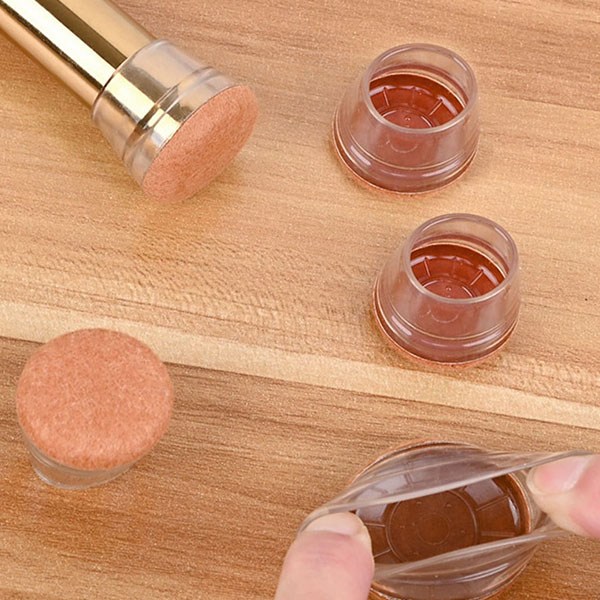  까사재클린 소음 미끄럼 방지 투명 의자 발 커버 16p, 브라운, 16개 