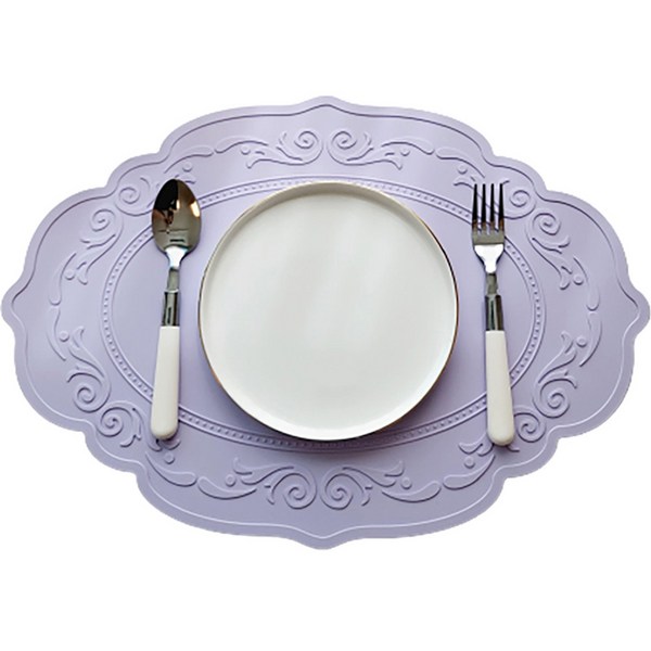 포시엘라 실리콘 방수 식탁 테이블 매트, 라벤더, 가로 420mm x 세로 300mm x 두께 2mm