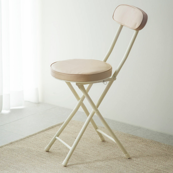 코멧 쿠션 등받이 접이식 의자, 아이보리, 1개