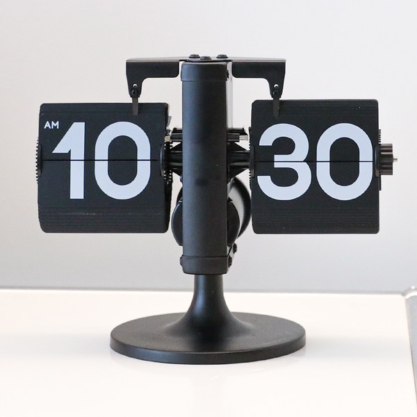  무아스 스탠딩 높이조절 플립 탁상시계, 블랙 