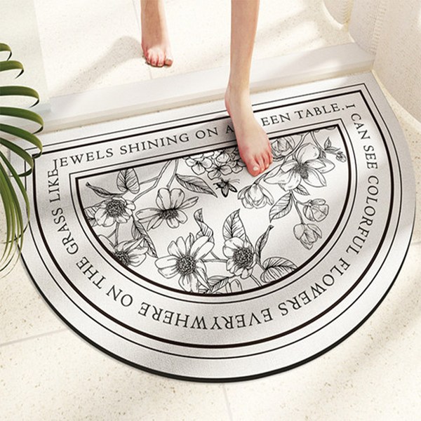 디씨네트워크 빨아쓰는 깨지지 않는 규조토 발매트, 꽃반원형화이트