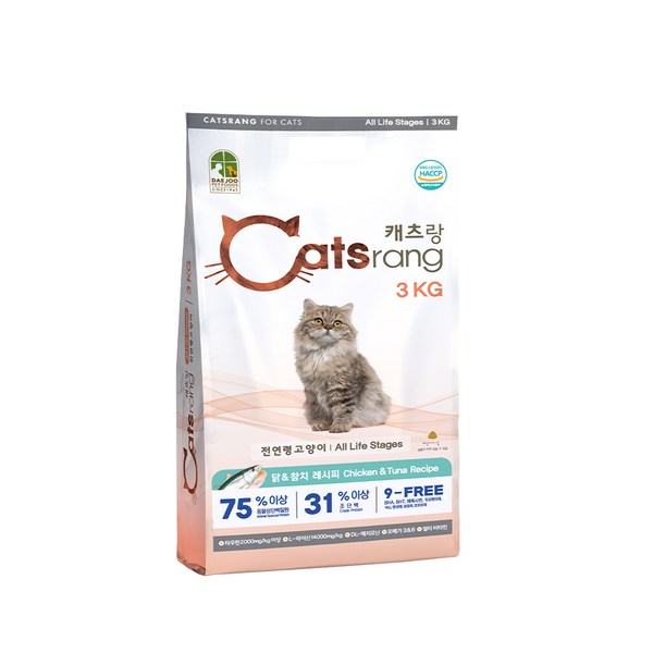 캐츠랑 NEW 전연령 올라이프 고양이 건식사료, 닭 + 참치, 3kg, 1개