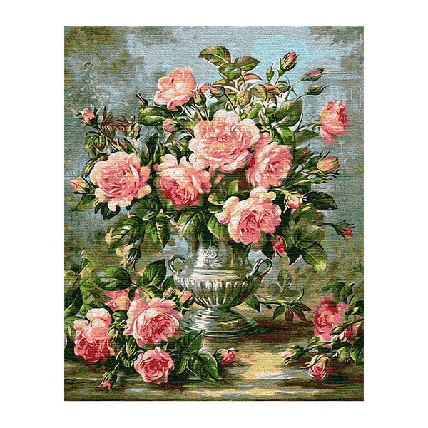  플레이어바웃 DIY 명화 그리기 세트 40 x 50 cm, 장미 화병 