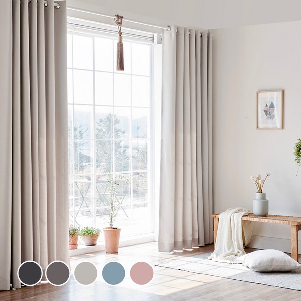  뷰하우스 메이즈 원톤 암막커튼 2p + 봉 세트 