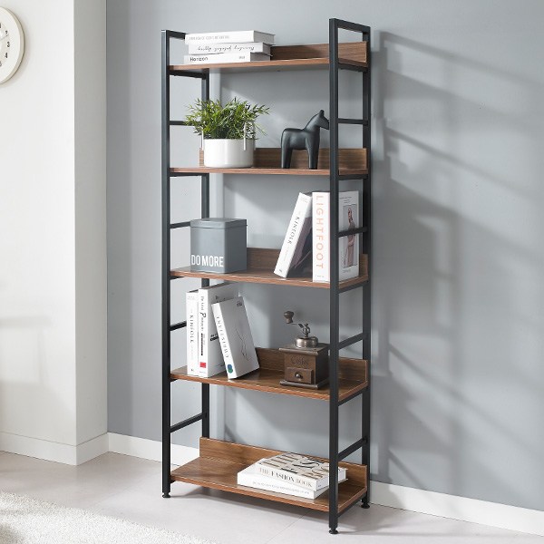 트레벨 블럭 철제 책장 선반 5단, 월넛 