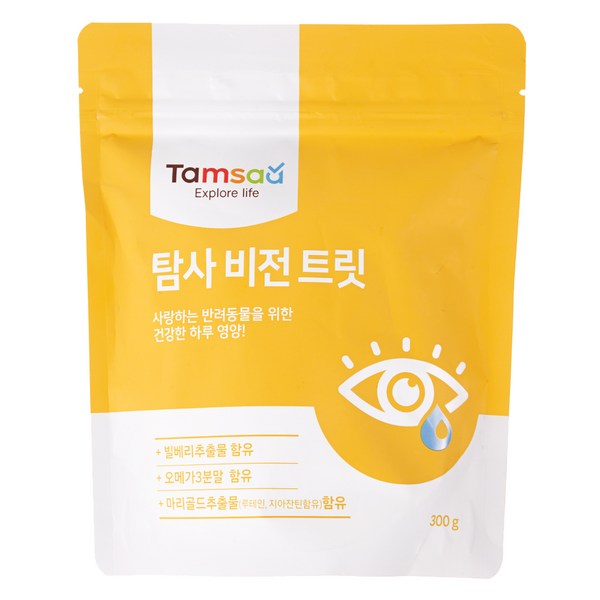  탐사 강아지 영양제 뉴트리션 비전 트릿 눈&눈물 케어 300g, 단일 맛, 1개 