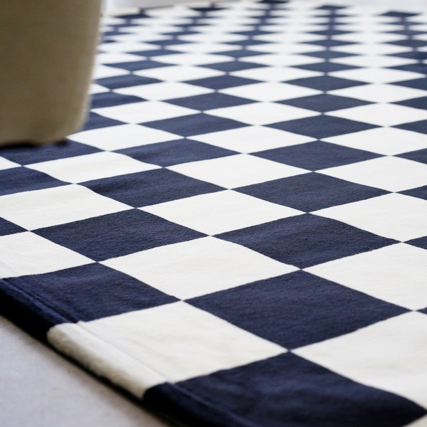  인룸 체커보드 극세사 포인트 러그 