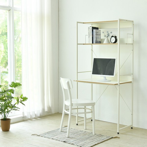  소프시스 가드 선반형 책상 800, 화이트 + 화이트 