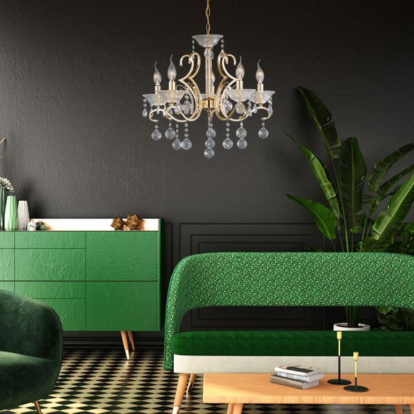 원하 크리스탈 식탁 샹들리에 펜던트 마블 5등, 골드