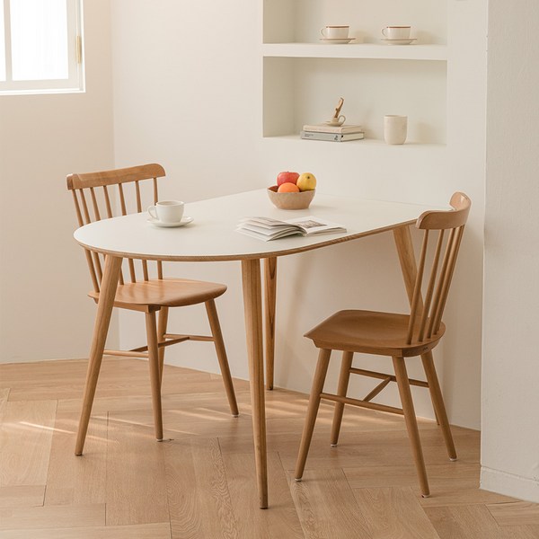  우드레이 소노 반타원 원목 테이블 800 x 1180, 화이트 