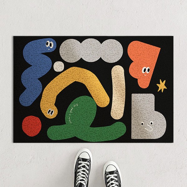 더자카 캐릭터 PVC 미끄럼방지 코일 매트, 무지개