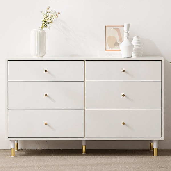  삼익가구 말론 1200 6단 와이드 서랍장 방문설치, 화이트, 6개 