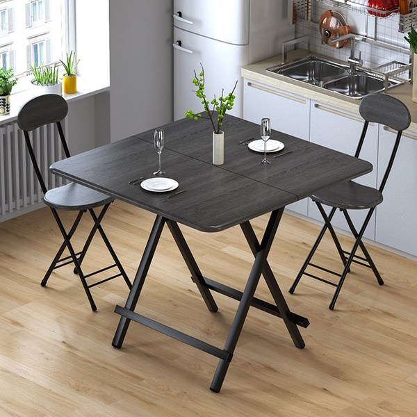  가구느낌 홈접이식 테이블 사각 800, 블랙 