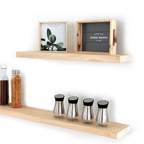  데코밸런스 원목 무지주 벽선반, 네츄럴우드 