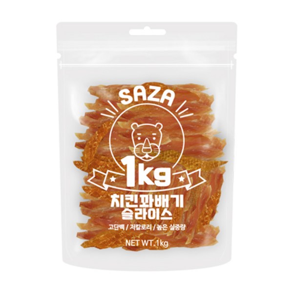 사자 강아지 대용량 실속형 간식 1kg, 치킨꽈배기슬라이스, 1개