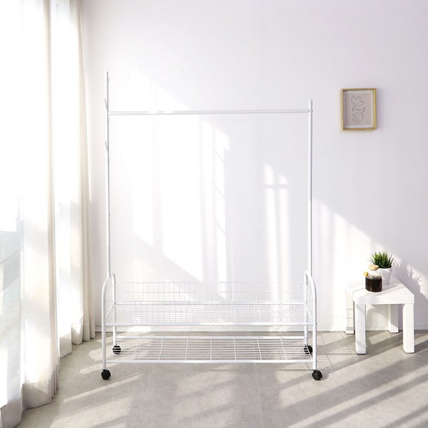 트리팜 샤르망 수납 이동식 스탠드 2단 행거 120, 화이트